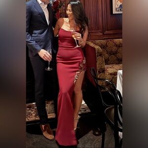 Pamella Roland Red Spaghetti Strap Gown for Weddings